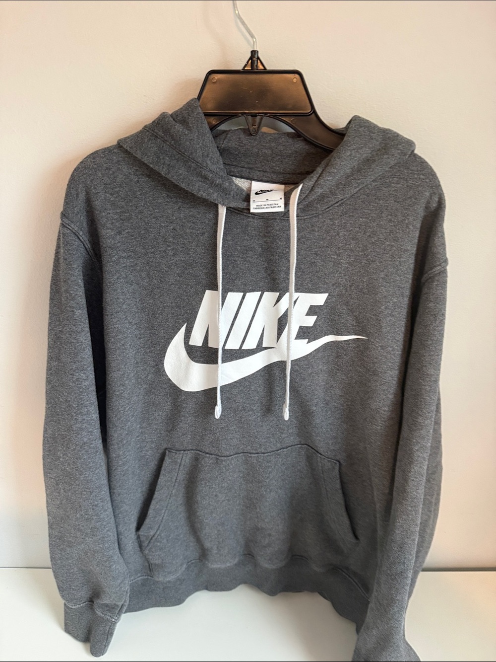 Nike Dark Gray Hoodie with White Swoosh Logo
